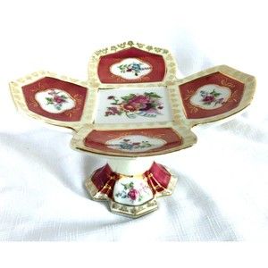 Camille Naudot Porcelain Cookies Candy Footed Plate Dish Antique Pre WW2 France